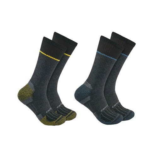Hot Sale 𧨠Best deal β¨ Carhartt Men's Force Midweight Steel Toe Crew 𧦠𧦠Socks - 2-Pack Black Combo π π - Image 3