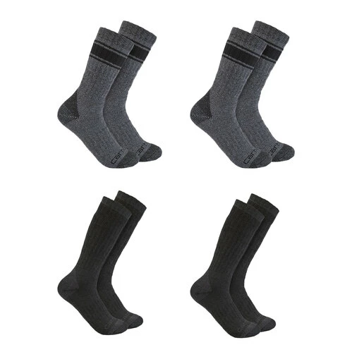 Outlet β€οΈ Top 10 π― Carhartt Men's Heavyweight Crew 𧦠𧦠Socks - 4-Pack Gray Combo π β¨