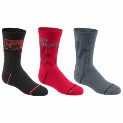 Deals 🔔 Deals 🤩 Under Armour Youth Phenom Crew 🧦 🧦 Socks 3-Pack Red/Black 🤩 ⭐