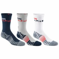 Promo ✨ Best Sale ⭐ Under Armour Men's Elevated Crew 🧦 🧦 Socks - 3-Pack Red/White/Grey ❤️ 💯