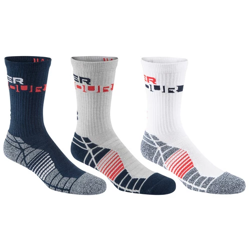 Promo β¨ Best Sale β Under Armour Men's Elevated Crew 𧦠𧦠Socks - 3-Pack Red/White/Grey β€οΈ π―
