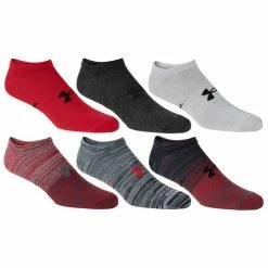 Discount 😀 Promo ⌛ Under Armour Men's Essential Lite No Show 🧦 🧦 Socks - 6-Pack Black/Grey/Red 🎉 💯