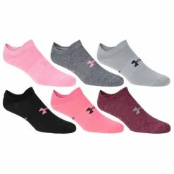 Top 10 ✔️ Discount 😀 Under Armour 👩 Women's Essential No Show 🧦 🧦 Socks - 6-Pack Black/Pink Combo ✨ 🔔
