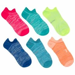 Cheap 🔔 Cheap ✨ Under Armour 👩 Women's Essential No Show 🧦 🧦 Socks - 6-Pack Neon Combo 🛒 🤩