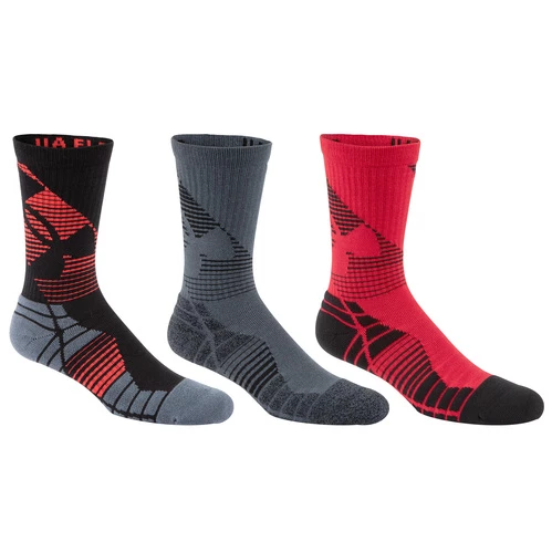 Outlet β€οΈ Best Pirce β€οΈ Under Armour Men's Elevated Graphic Crew 𧦠𧦠Socks 3-Pack Gray/Black/Red π π