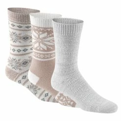 Discount 🧨 Wholesale 🎁 Muk Luks 👩 Women's Boot 🧦 🧦 Socks - 3-Pack Khaki Combo 🔥 🎁