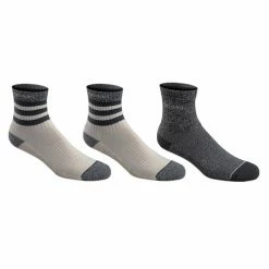 Flash Sale ✨ Flash Sale 🛒 Adidas Men's 3-Stripe Quarter Crew 🧦 🧦 Socks - 3-Pack White/Grey Combo 🎉 💯