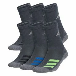 Promo 🔥 Brand new 😍 Adidas Boys' Cushioned Angle Stripe Crew 🧦 🧦 Socks - 6-Pack Gray Combo 🧨 🧨