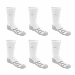 Top 10 🔥 Best Pirce 🌟 Adidas Boys' Cushioned Angle Stripe Crew 🧦 🧦 Socks - 6-Pack White/Gray ✔️ 🔔