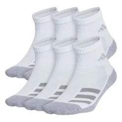 Best Sale 🥰 Cheap 🔥 Adidas Boys' Cushioned Angle Stripe Quarter 🧦 🧦 Socks - 6-Pack White/Gray 😉 ✨