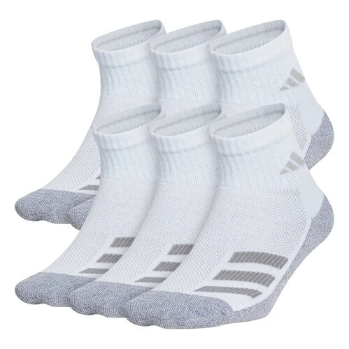 Best Sale ๐ฅฐ Cheap ๐ฅ Adidas Boys' Cushioned Angle Stripe Quarter ๐งฆ ๐งฆ Socks - 6-Pack White/Gray ๐ โจ