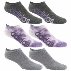 Promo 🤩 Discount ✨ Adidas Linear Super Lite No Show 🧦 🧦 Socks - 6-Pack Grey/Purple 🛒 🎁