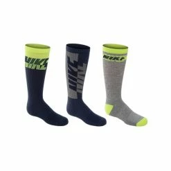 Deals 🌟 Deals 🥰 Nike Youth's Everyday Cushioned Crew 🧦 🧦 Socks - 3-Pack Navy/Gray ⭐ 🛒