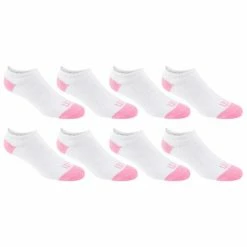 Budget 🛒 Best Pirce ❤️ Wilson Athletic No-Show 🧦 🧦 Socks - 8-Pack White/Pink 👍 ✨