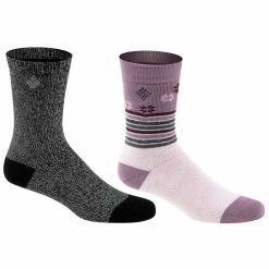 Outlet 🎁 Best reviews of 👍 Columbia 👩 Women's Snowfall Thermal Crew 🧦 🧦 Socks - 2-Pack Pink/Black 👍 🎁