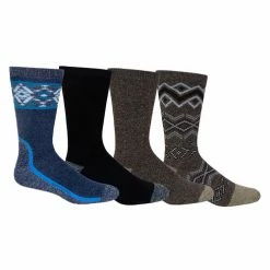 Promo 😉 Brand new 💯 Columbia Men's Moisture Control Blanket Border Crew 🧦 🧦 Socks - 4-Pack Black/Brown/Blue 😉 🌟