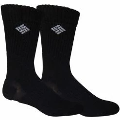 Wholesale 🎁 Coupon 😀 Columbia Men's Hiking Crew 🧦 🧦 Socks - 2-Pack Black 👏 🥰