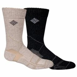 Hot Sale ⌛ Cheap 😍 Columbia Men's Hiking Crew 🧦 🧦 Socks - 2-Pack Khaki Combo ✨ 😍