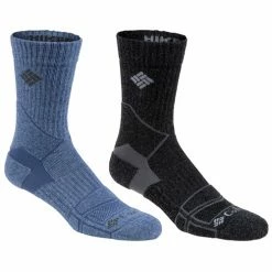 Flash Sale 😍 Buy 🔔 Columbia 👩 Women's Hiking Crew 🧦 🧦 Socks - 2-Pack Gray/Light Blue 😀 😉