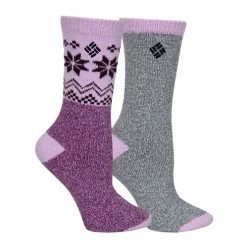 Best reviews of 🛒 Discount 🧨 Columbia 👩 Women's Super Soft Snowdrift Crew 🧦 🧦 Socks - 2-Pack Grey/Purple 😉 🔔