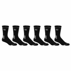 New 🌟 Top 10 ❤️ Wilson Performance Crew 🧦 🧦 Socks - 6-Pack Black 🌟 🔥