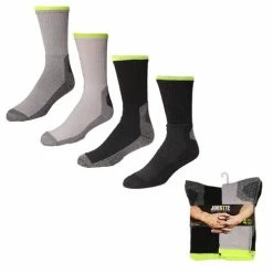 Best Pirce ๐ Budget ๐ Jobsite Men's Working Tough Cushioned Crew Boot ๐งฆ ๐งฆ Socks - 4-Pack Black/White/Grey ๐ โญ