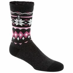 Cheap ✨ Best Pirce 👏 Heat Holders Fairisle LITE Thermal 🧦 🧦 Socks Charcoal/Pink ❤️ ⭐