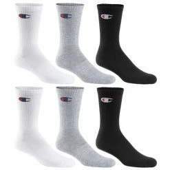 Best Pirce ❤️ Promo 🔥 Champion Men's Crew 🧦 🧦 Socks - 6-Pack White/Gray/Black 🎁 🥰