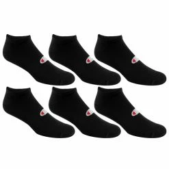 Deals 🤩 Outlet 👏 Champion Men's No-Show 🧦 🧦 Socks - 6-Pack Black 🔥 🥰