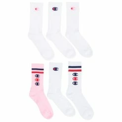 Top 10 😉 Discount 💯 Champion 👩 Women's Crew 🧦 🧦 Socks - 6-Pack Pink/White 💯 🛒