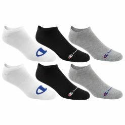 Flash Sale 🤩 Best Pirce 🧨 Champion Men's Super No-Show 🧦 🧦 Socks - 6-Pack Black/Gray/White ⭐ 🎉